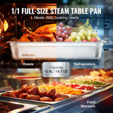 Food Storage: VEVOR 6 Pack Hotel Pans, Full Size Anti-Jam Steam Pan, 0.8mm Thick Stainless Steel Restaurant Steam Table Pan, 4-Inch Deep Commercial Table Pan, Catering Storage Food Pan, for Industrial & Scientific