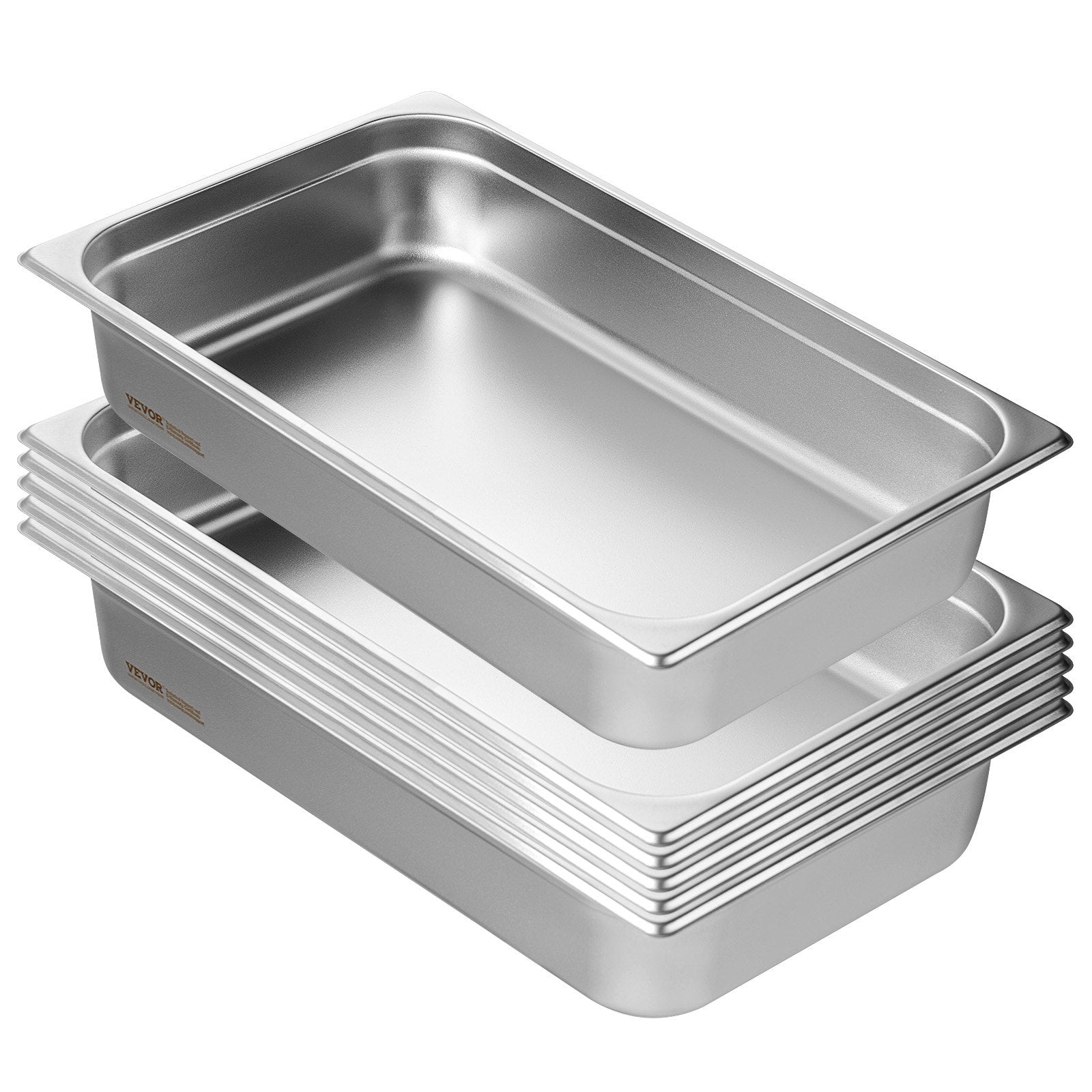 Food Storage: VEVOR 6 Pack Hotel Pans, Full Size Anti-Jam Steam Pan, 0.8mm Thick Stainless Steel Restaurant Steam Table Pan, 4-Inch Deep Commercial Table Pan, Catering Storage Food Pan, for Industrial & Scientific