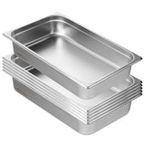 Food Storage: VEVOR 6 Pack Hotel Pans, Full Size Anti-Jam Steam Pan, 0.8mm Thick Stainless Steel Restaurant Steam Table Pan, 4-Inch Deep Commercial Table Pan, Catering Storage Food Pan, for Industrial & Scientific
