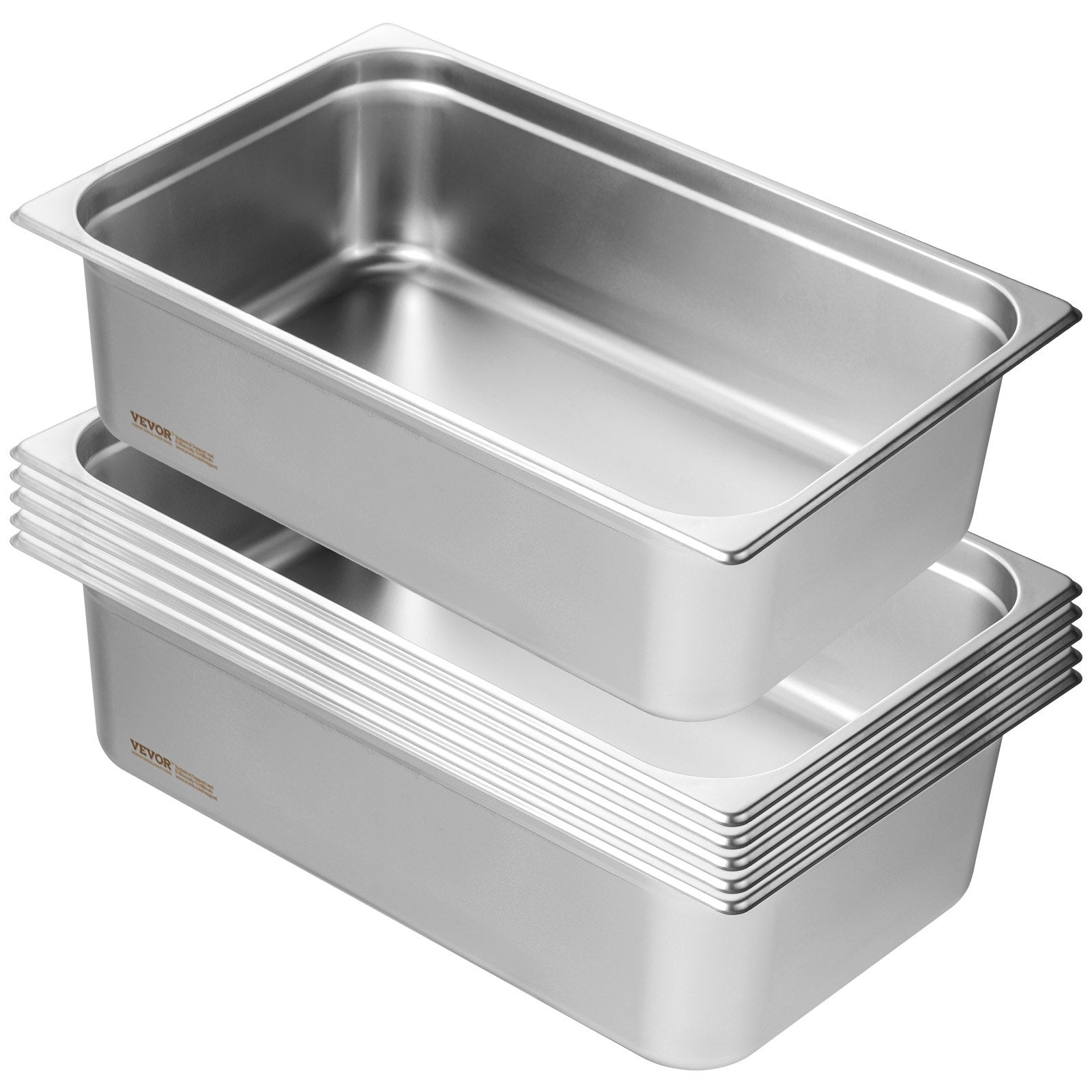 Food Storage: VEVOR 6 Pack Hotel Pans, Full Size Anti-Jam Steam Pan, 0.8mm Thick Stainless Steel Restaurant Steam Table Pan, 6-Inch Deep Commercial Table Pan, Catering Storage Food Pan, for Industrial & Scientific