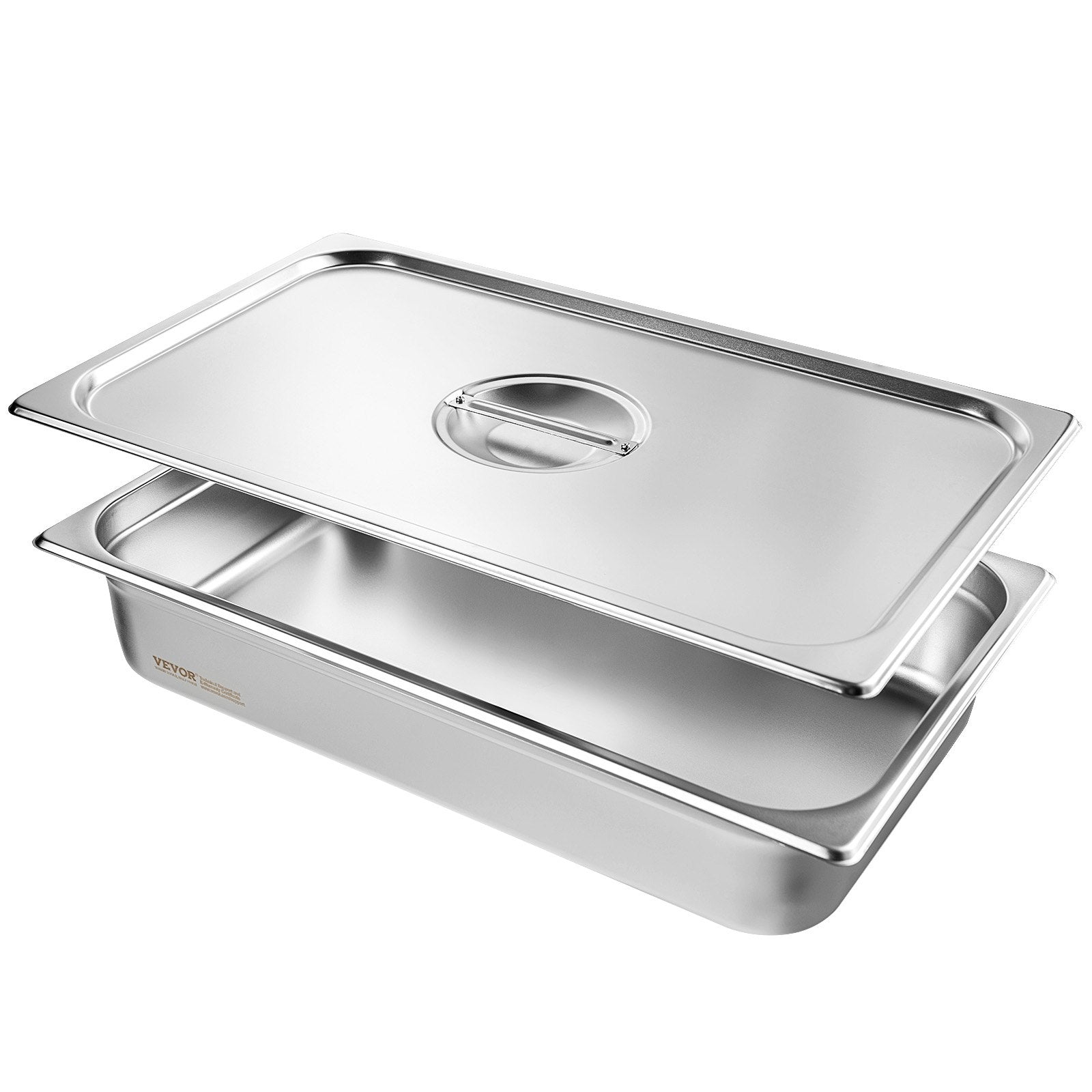 Food Storage: VEVOR 4 Pack Hotel Pans, Full Size Anti-Jam Steam Pan with Lid, 0.8mm Thick Stainless Steel Steam Table Pan, 4-Inch Deep Commercial Table Pan, Catering Storage Food Pan, for Industrial & Scientific