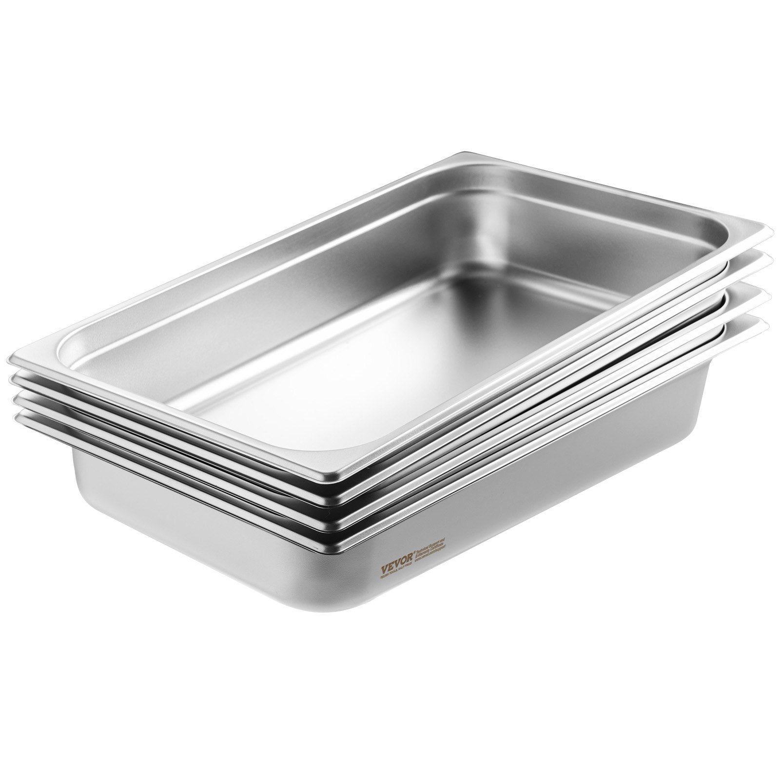 Food Storage: VEVOR 4 Pack Hotel Pans, Full Size Anti-Jam Steam Pan with Lid, 0.8mm Thick Stainless Steel Steam Table Pan, 4-Inch Deep Commercial Table Pan, Catering Storage Food Pan, for Industrial & Scientific