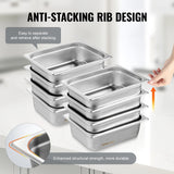 Food Storage: VEVOR 8 Pack Hotel Pans, 1/2 Size Anti-Jam Steam Pan with Lid, 0.8mm Thick Stainless Steel Steam Table Pan, 4-Inch Deep Commercial Table Pan, Catering Storage Food Pan, for Industrial & Scientific