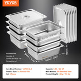 Food Storage: VEVOR 8 Pack Hotel Pans, 1/2 Size Anti-Jam Steam Pan with Lid, 0.8mm Thick Stainless Steel Steam Table Pan, 4-Inch Deep Commercial Table Pan, Catering Storage Food Pan, for Industrial & Scientific