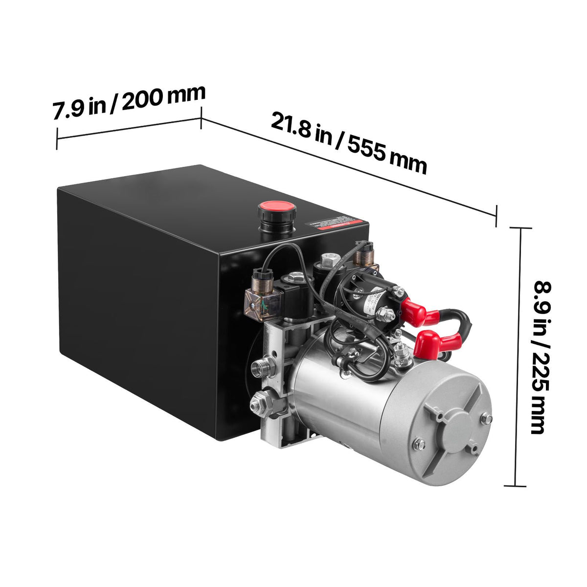 12 L Hydraulic Power Unit, Double Acting Dump Trailer Pump, 22 MPa Max Relief Pressure & 3.4 L/min Flow Rate, DC 12V Hydraulic Pump with Metal Reservoir for Dump Trailer Car Lifting
