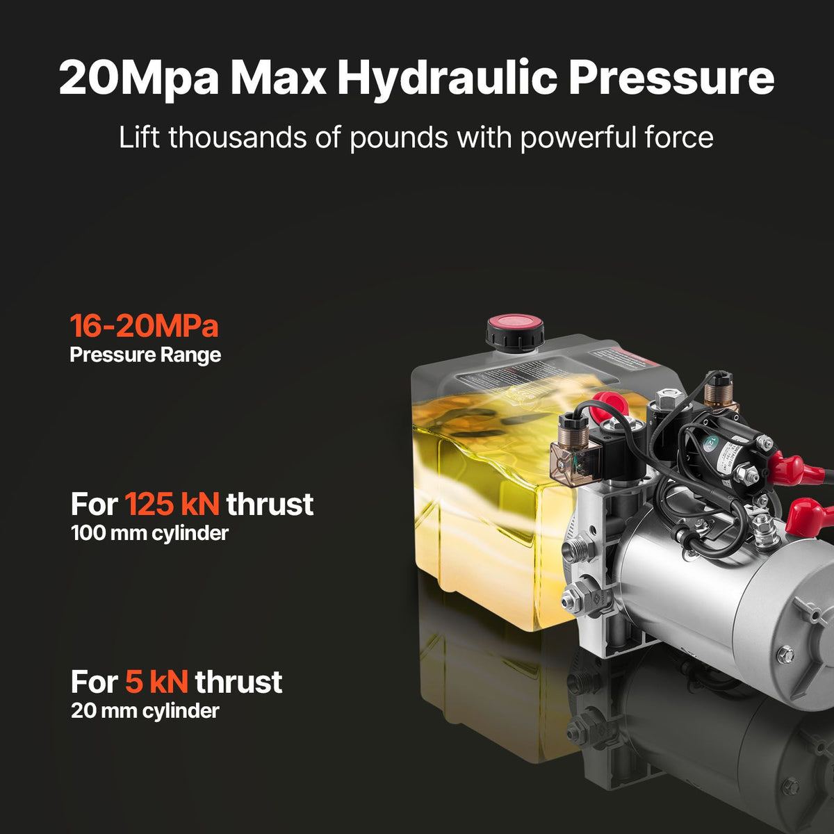 3 L Hydraulic Power Unit, Double Acting Dump Trailer Pump, 22 MPa Max Relief Pressure & 3.4 L/min Flow Rate, DC 12V Hydraulic Pump with Metal Reservoir for Dump Trailer Car Lifting