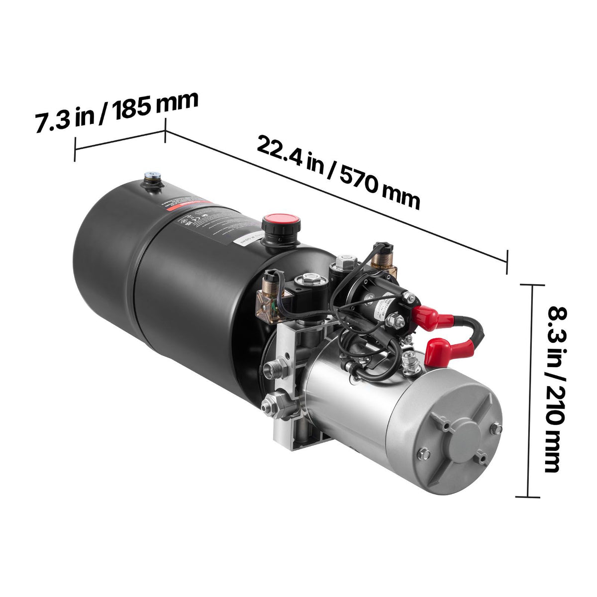 8 L Hydraulic Power Unit, Double Acting Dump Trailer Pump, 22 MPa Max Relief Pressure & 3.4 L/min Flow Rate, DC 12V Hydraulic Pump with Metal Reservoir for Dump Trailer Car Lifting