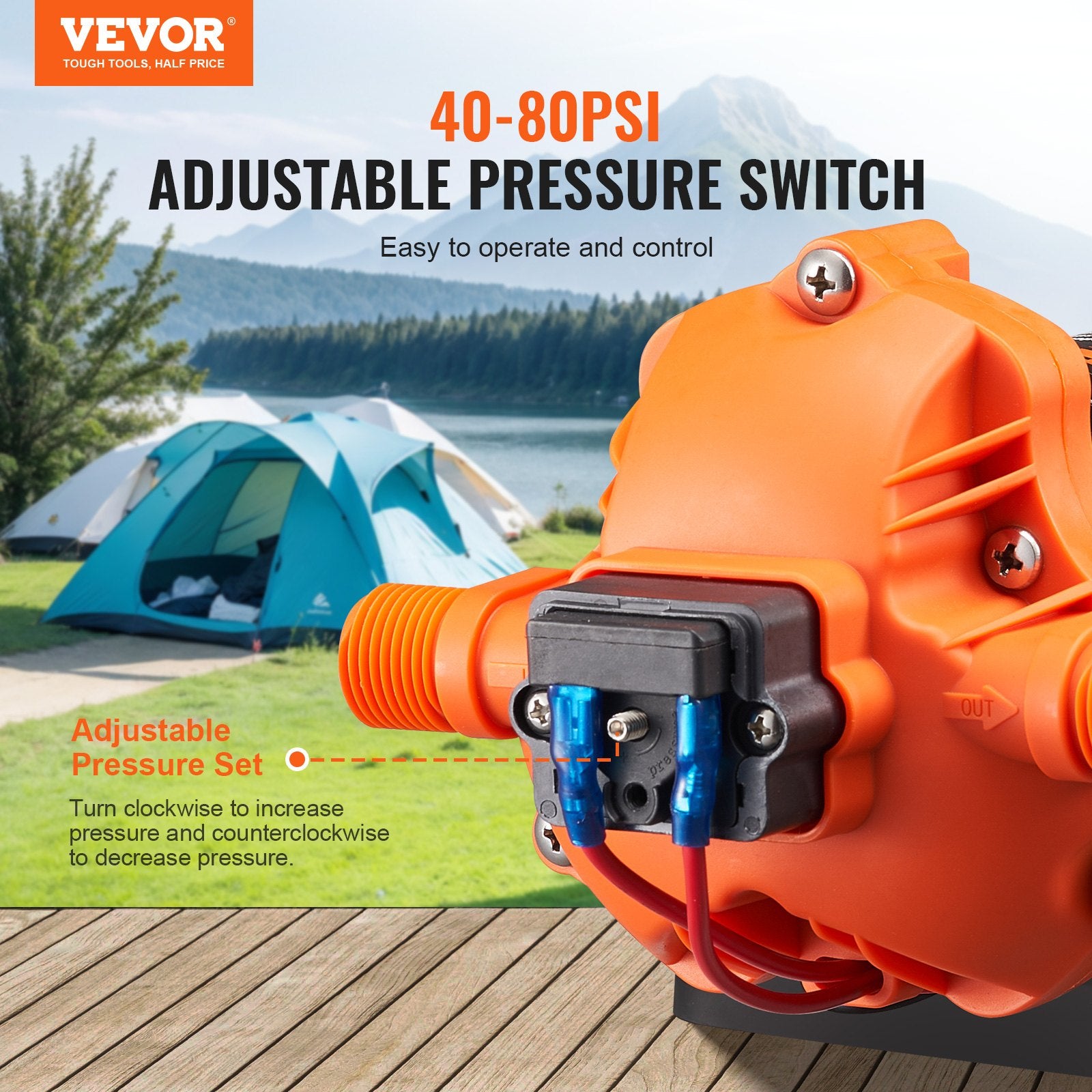Fuel & Exhaust: VEVOR Diaphragm Pump 1.8GPM 6.81 L/min 3-Chamber Water Pump Pressure Switch