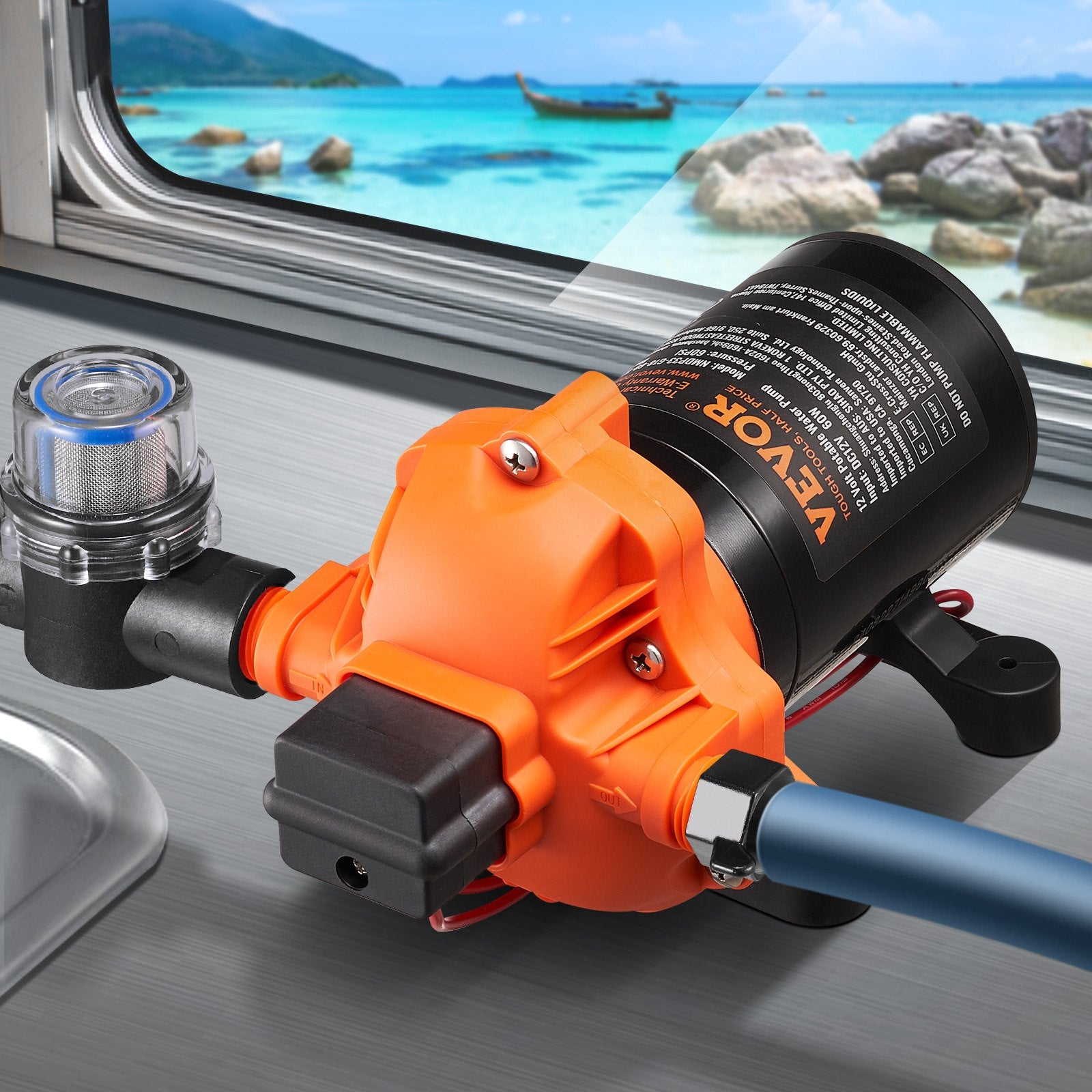 Fuel & Exhaust: VEVOR Diaphragm Pump 1.8GPM 6.81 L/min 3-Chamber Water Pump Pressure Switch