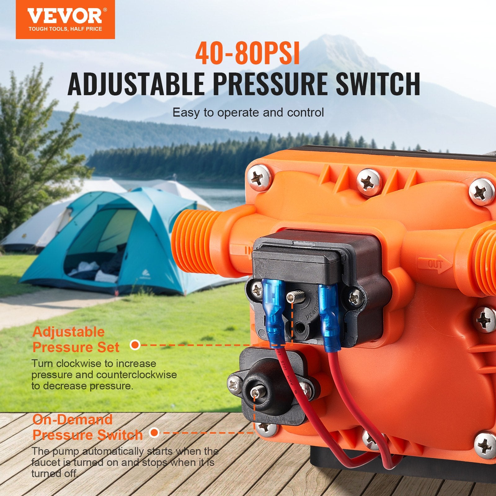 Fuel & Exhaust: VEVOR Diaphragm Pump 3GPM 11.36 L/min 4-Chamber Water Pump Pressure Switch