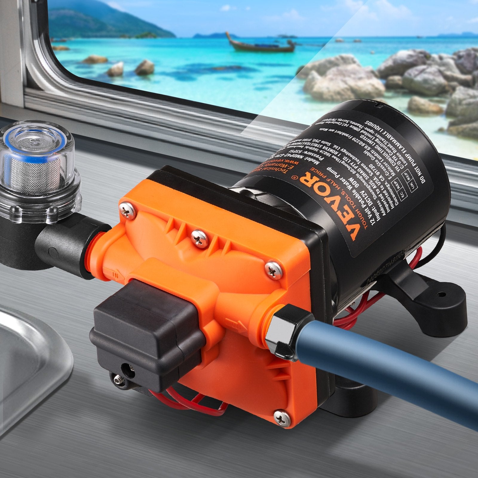 Fuel & Exhaust: VEVOR Diaphragm Pump 3GPM 11.36 L/min 4-Chamber Water Pump Pressure Switch