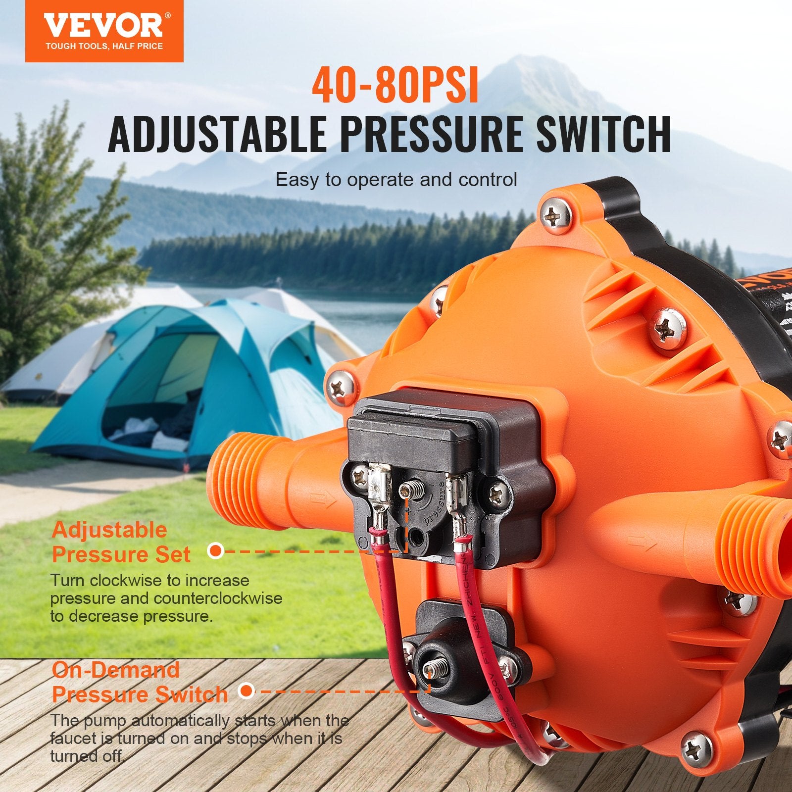 Fuel & Exhaust: VEVOR Diaphragm Pump 5GPM 18.93 L/min 5-Chamber Water Pump Pressure Switch