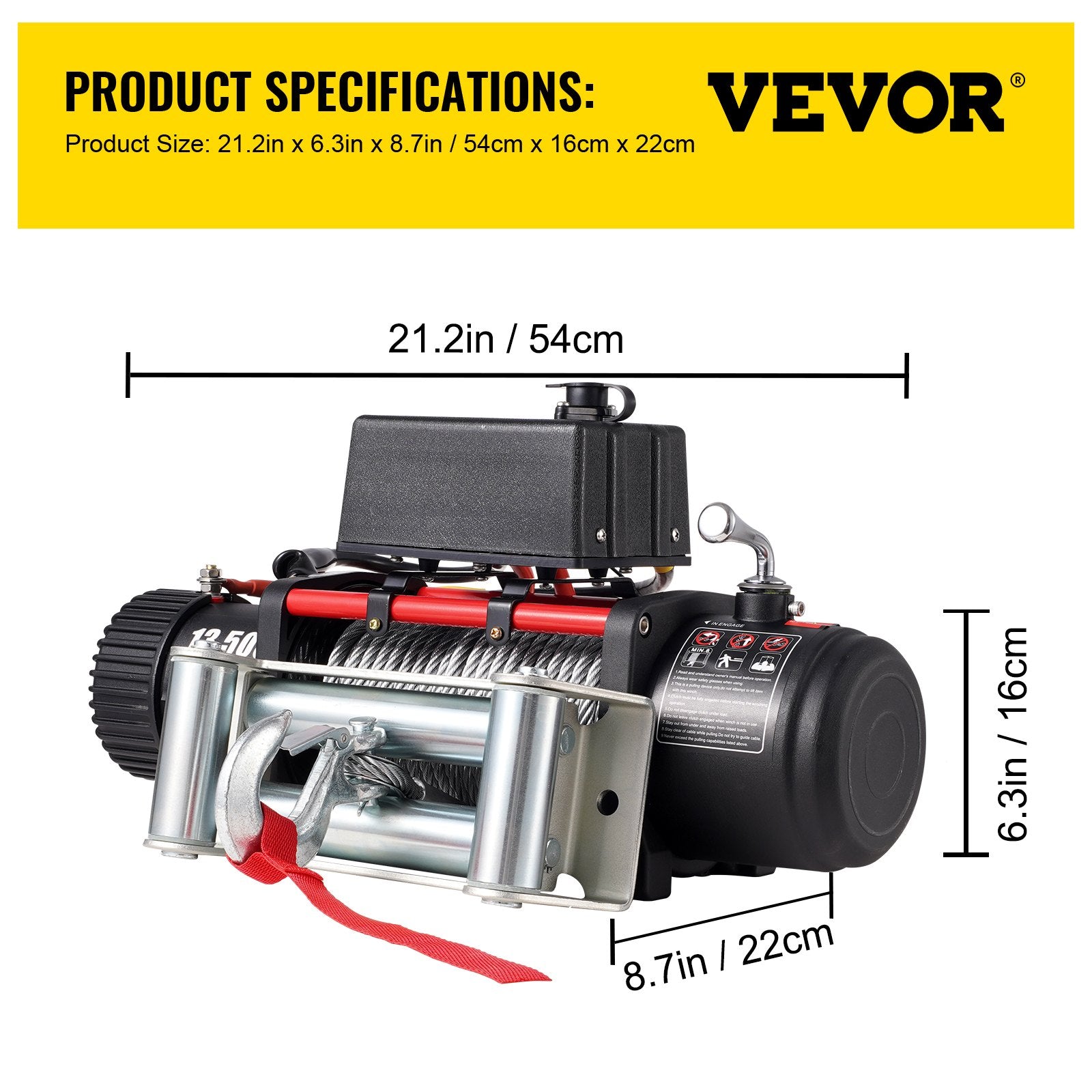 Electric Winch Recovery 12v 13500Lb / 6125Kg,Electric Truck Winch with Handle and Wireless Remote Control,13500Lb /6125Kg Electric Truck Winch with 92 ft Strong Steel Cable