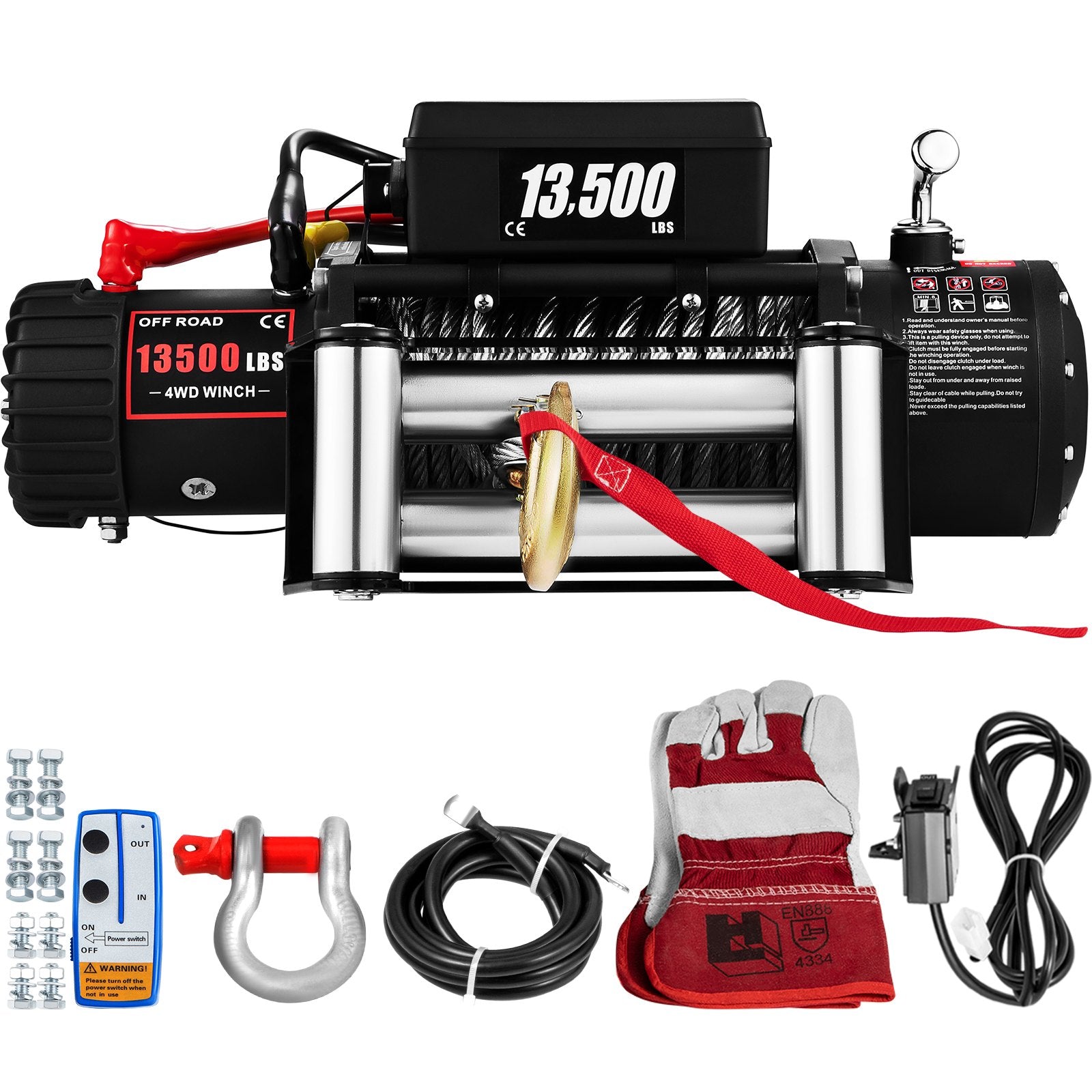 Gardening Tools: VEVOR Electric Winch 13500lb/6123kg, Steel Cable Recovery Winch 12V, Power Winch with Wireless Remote Control, Handlebar-Mounted Rocker and Powerful Motor for Boats, UTV, ATV Wrangler Accessories