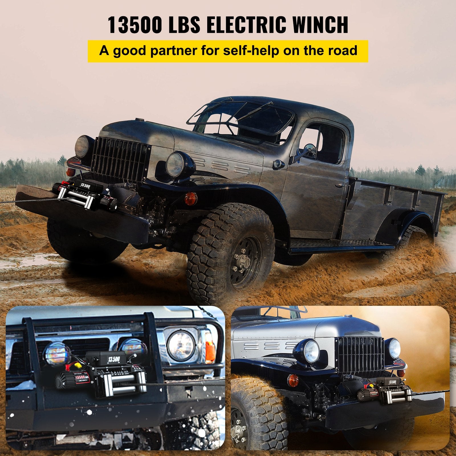 Gardening Tools: VEVOR Electric Winch 13500lb/6123kg, Steel Cable Recovery Winch 12V, Power Winch with Wireless Remote Control, Handlebar-Mounted Rocker and Powerful Motor for Boats, UTV, ATV Wrangler Accessories