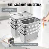 Food Storage: VEVOR 8 Pack Hotel Pans, 1/3 Size Anti-Jam Steam Pan with Lid, 0.8mm Thick Stainless Steel Steam Table Pan, 6-Inch Deep Commercial Table Pan, Catering Storage Food Pan, for Industrial & Scientific