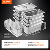 Food Storage: VEVOR 8 Pack Hotel Pans, 1/3 Size Anti-Jam Steam Pan with Lid, 0.8mm Thick Stainless Steel Steam Table Pan, 6-Inch Deep Commercial Table Pan, Catering Storage Food Pan, for Industrial & Scientific