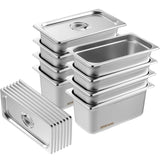 Food Storage: VEVOR 8 Pack Hotel Pans, 1/3 Size Anti-Jam Steam Pan with Lid, 0.8mm Thick Stainless Steel Steam Table Pan, 6-Inch Deep Commercial Table Pan, Catering Storage Food Pan, for Industrial & Scientific