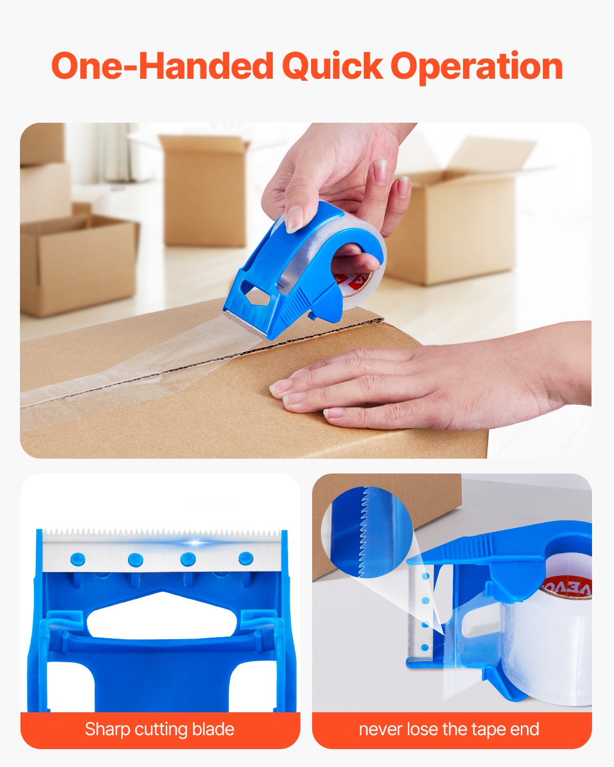 Tape & Dispensers: VEVOR Packing Tape 6 Rolls 25 Yards Clear Shipping Tape with Dispenser 2.7 Mil