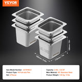 Food Storage: VEVOR 6 Pack Hotel Pans, 1/6  Size Anti-Jam Steam Pan, 0.8mm Thick Stainless Steel Restaurant Steam Table Pan, 6-Inch Deep Commercial Table Pan, Catering Storage Food Pan, for Industrial & Scientific