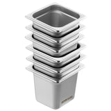 Food Storage: VEVOR 6 Pack Hotel Pans, 1/6  Size Anti-Jam Steam Pan, 0.8mm Thick Stainless Steel Restaurant Steam Table Pan, 6-Inch Deep Commercial Table Pan, Catering Storage Food Pan, for Industrial & Scientific