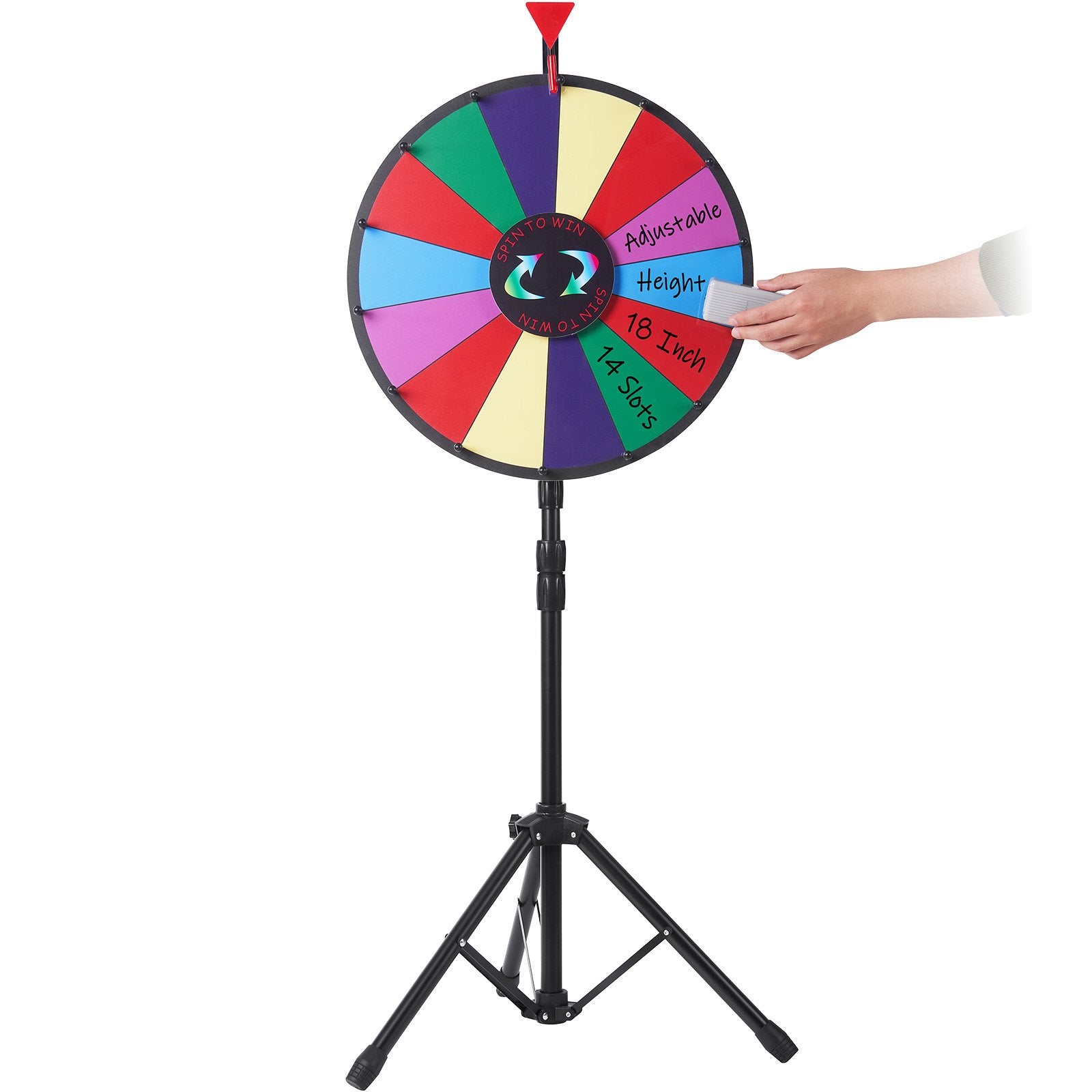 Basketball & Basketball Accessories: Vevor 18 Inch Tabletop Color Prize Wheel with Folding Tripod Floor Stand 14 Slots Dry Erase