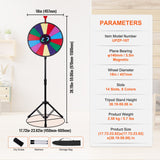Basketball & Basketball Accessories: Vevor 18 Inch Tabletop Color Prize Wheel with Folding Tripod Floor Stand 14 Slots Dry Erase