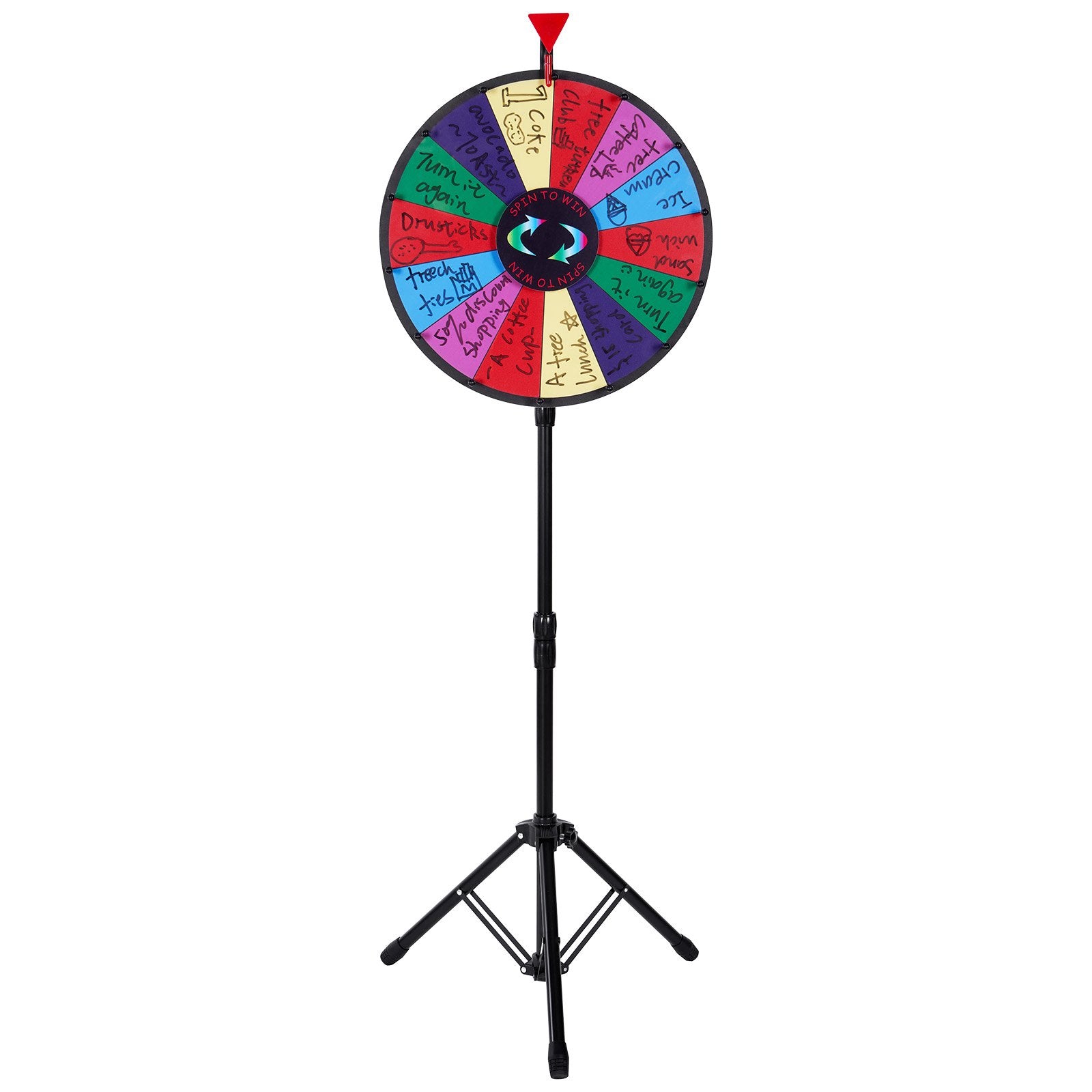 Basketball & Basketball Accessories: Vevor 18 Inch Tabletop Color Prize Wheel with Folding Tripod Floor Stand 14 Slots Dry Erase