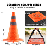 Automotive Decor: VEVOR Safety Cones, 4 Pack 18 inch Collapsible Traffic Cones, Construction Cones with Reflective Collars, Wide Base and A Storage Bag, for Traffic Control, Driving Training, Parking Lots
