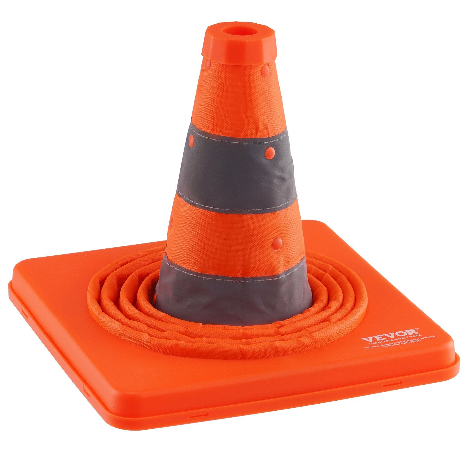 Automotive Decor: VEVOR Safety Cones, 4 Pack 18 inch Collapsible Traffic Cones, Construction Cones with Reflective Collars, Wide Base and A Storage Bag, for Traffic Control, Driving Training, Parking Lots