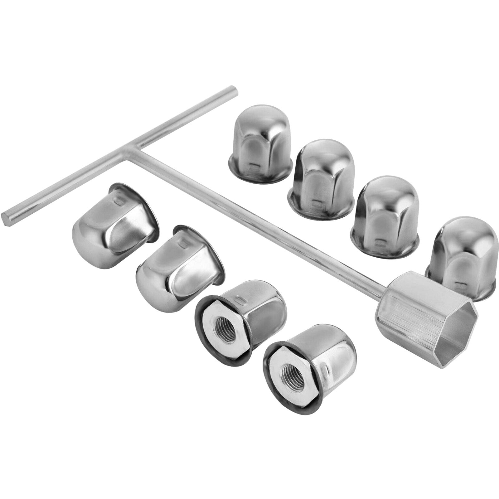 Automotive Repair & Speciality Tools: VEVOR Polished 19.5" 10 Lug Wheel Simulators Stainless Steel Bolt Kit Hubcap Kit Fit for 2005-2020 Ford F450/F550 2WD Trunk Dually Wheel Cover Set