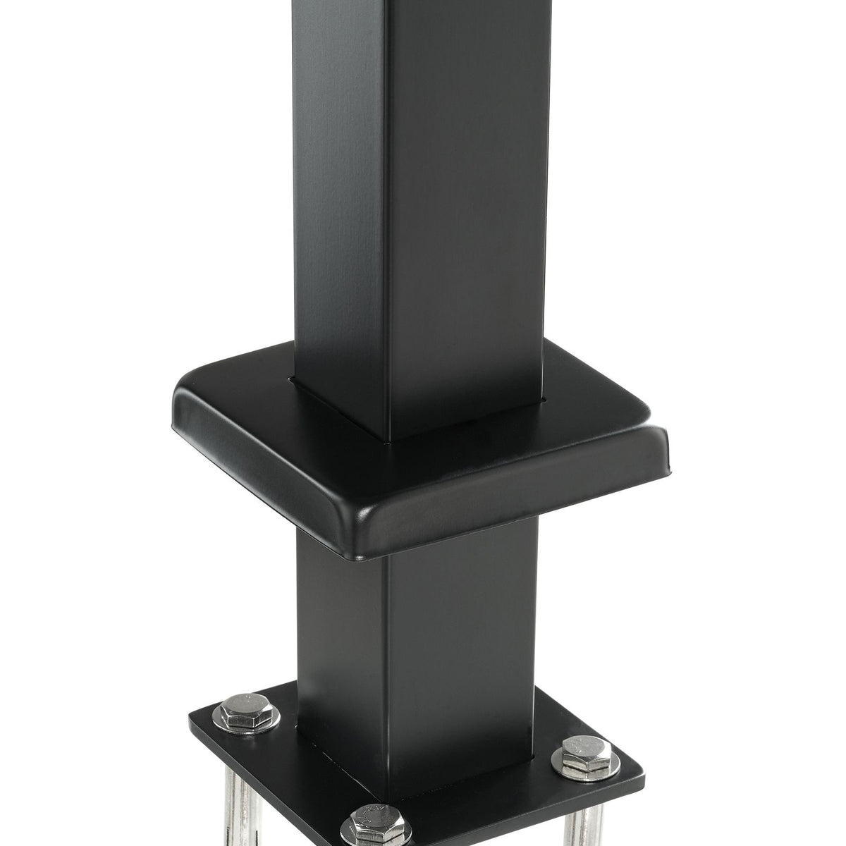 Cable Railing Post, 36" x 2" x 2" Steel Level Deck Railing Post Without Holes, SUS304 Stainless Steel Cable Rail Post, Stair Handrail Post with Horizontal and Curved Bracket, 1-Pack, Black