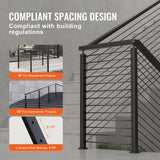 Automotive Repair & Speciality Tools: VEVOR Cable Railing Post, 42" x 1" x 2" Steel L-Shaped Hole Corner Railing Post, 12 Pre-Drilled Holes, SUS304 Stainless Steel Cable Rail Post with Horizontal and Curved Bracket, 1-Pack, Black, 106.7*2.5*5 cm