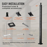 Automotive Repair & Speciality Tools: VEVOR Cable Railing Post, 42" x 1" x 2" Steel L-Shaped Hole Corner Railing Post, 12 Pre-Drilled Holes, SUS304 Stainless Steel Cable Rail Post with Horizontal and Curved Bracket, 1-Pack, Black, 106.7*2.5*5 cm