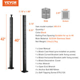 Automotive Repair & Speciality Tools: VEVOR Cable Railing Post, 42" x 1" x 2" Steel L-Shaped Hole Corner Railing Post, 12 Pre-Drilled Holes, SUS304 Stainless Steel Cable Rail Post with Horizontal and Curved Bracket, 1-Pack, Black, 106.7*2.5*5 cm