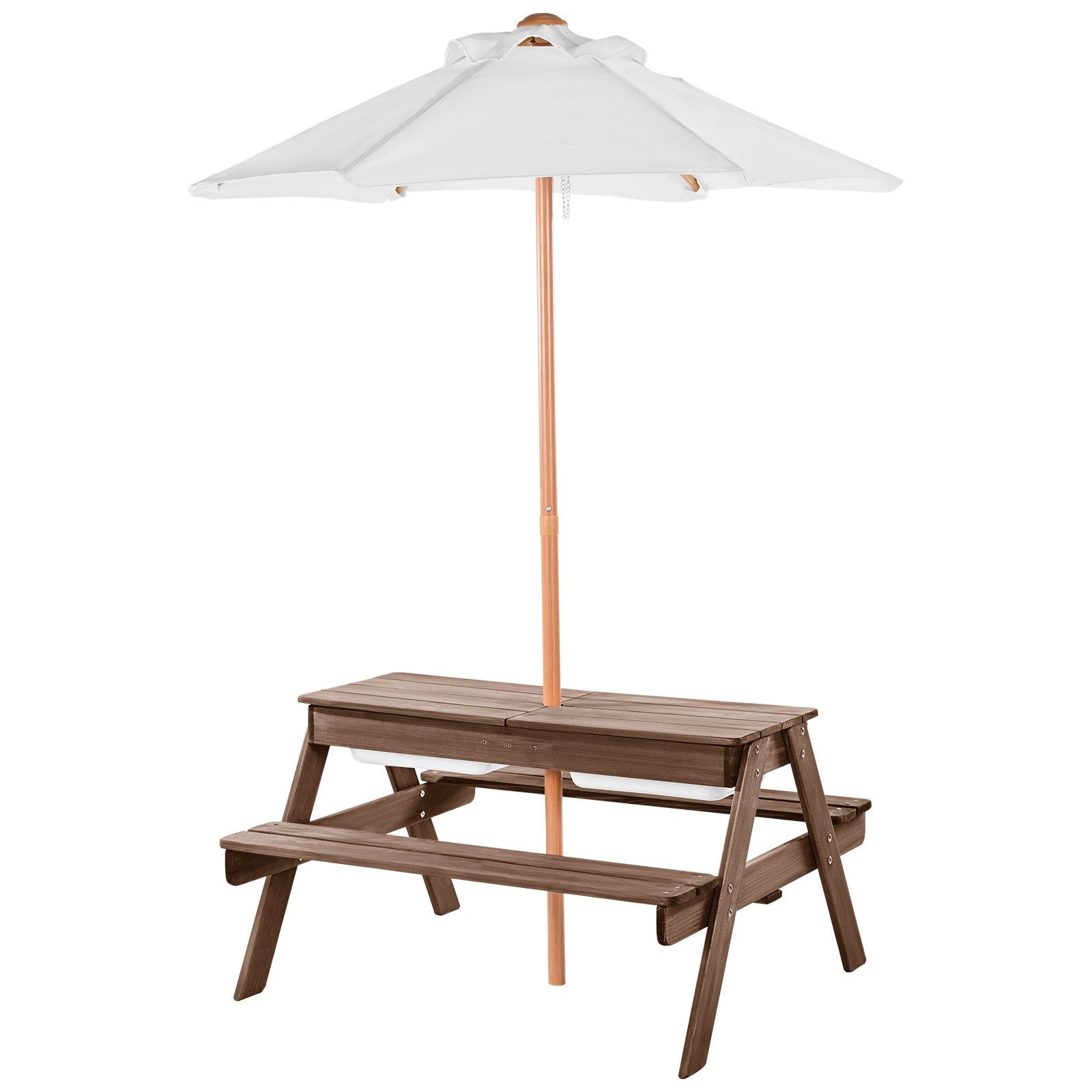Outdoor Play Equipment: VEVOR Picnic Table Wooden Tables and Bench Set Umbrella Garden Indoor Outdoor