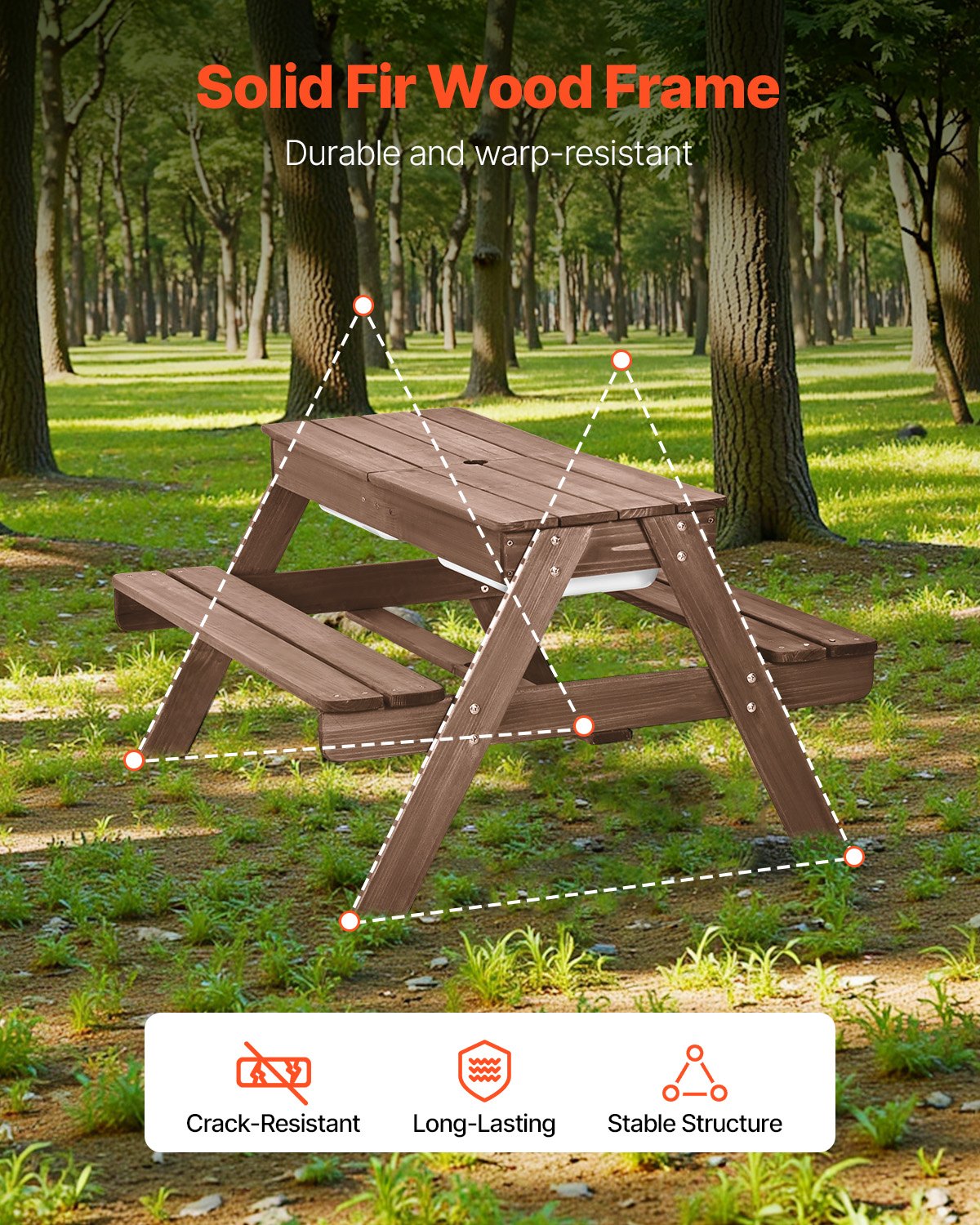 Outdoor Play Equipment: VEVOR Picnic Table Wooden Tables and Bench Set Umbrella Garden Indoor Outdoor
