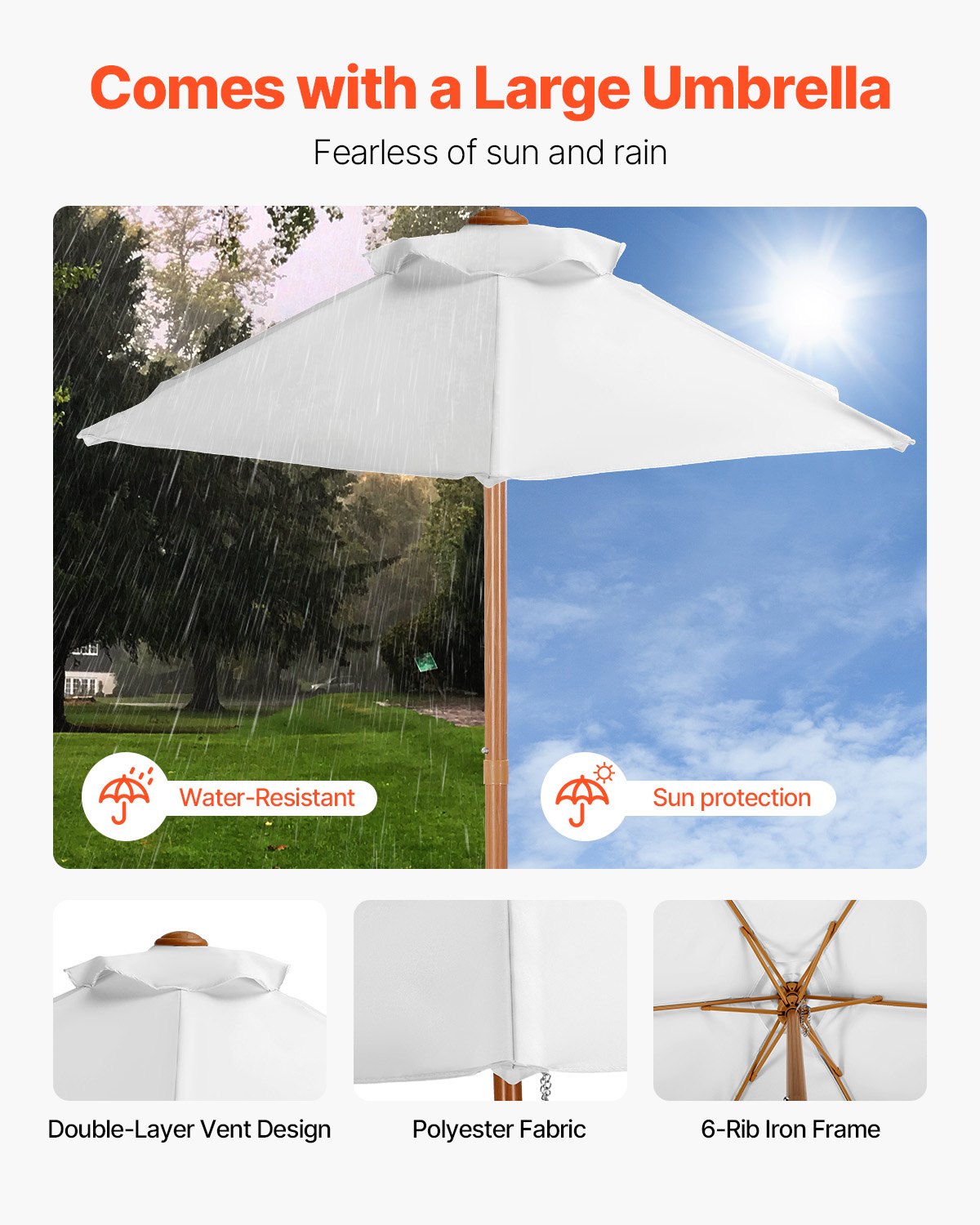 Outdoor Play Equipment: VEVOR Picnic Table Wooden Tables and Bench Set Umbrella Garden Indoor Outdoor