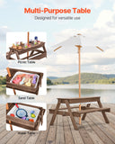 Outdoor Play Equipment: VEVOR Picnic Table Wooden Tables and Bench Set Umbrella Garden Indoor Outdoor