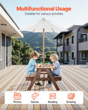 Outdoor Play Equipment: VEVOR Picnic Table Wooden Tables and Bench Set Umbrella Garden Indoor Outdoor