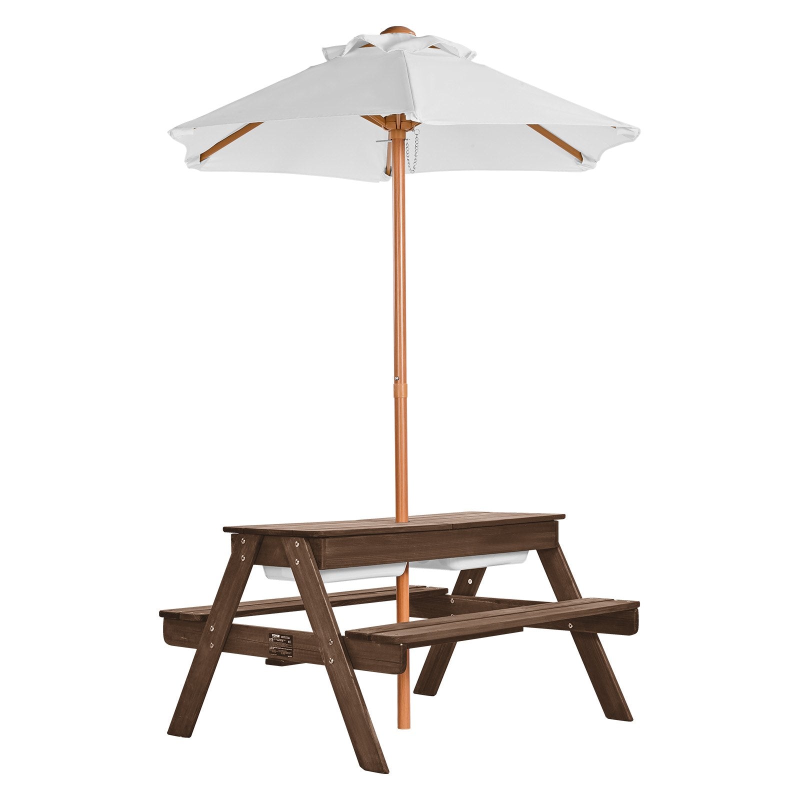 Outdoor Play Equipment: VEVOR Picnic Table Wooden Tables and Bench Set Umbrella Garden Indoor Outdoor