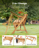 Outdoor Dining Sets: VEVOR 2-in-1 Transforming Interchangeable Picnic Table, Outdoor Wooden Table and Bench Set, Portable Foldable Bench with Umbrella Hole, Patio Dining Furniture for Garden, Backyard, Porch (Brown)