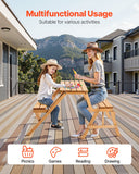 Outdoor Dining Sets: VEVOR 2-in-1 Transforming Interchangeable Picnic Table, Outdoor Wooden Table and Bench Set, Portable Foldable Bench with Umbrella Hole, Patio Dining Furniture for Garden, Backyard, Porch (Brown)