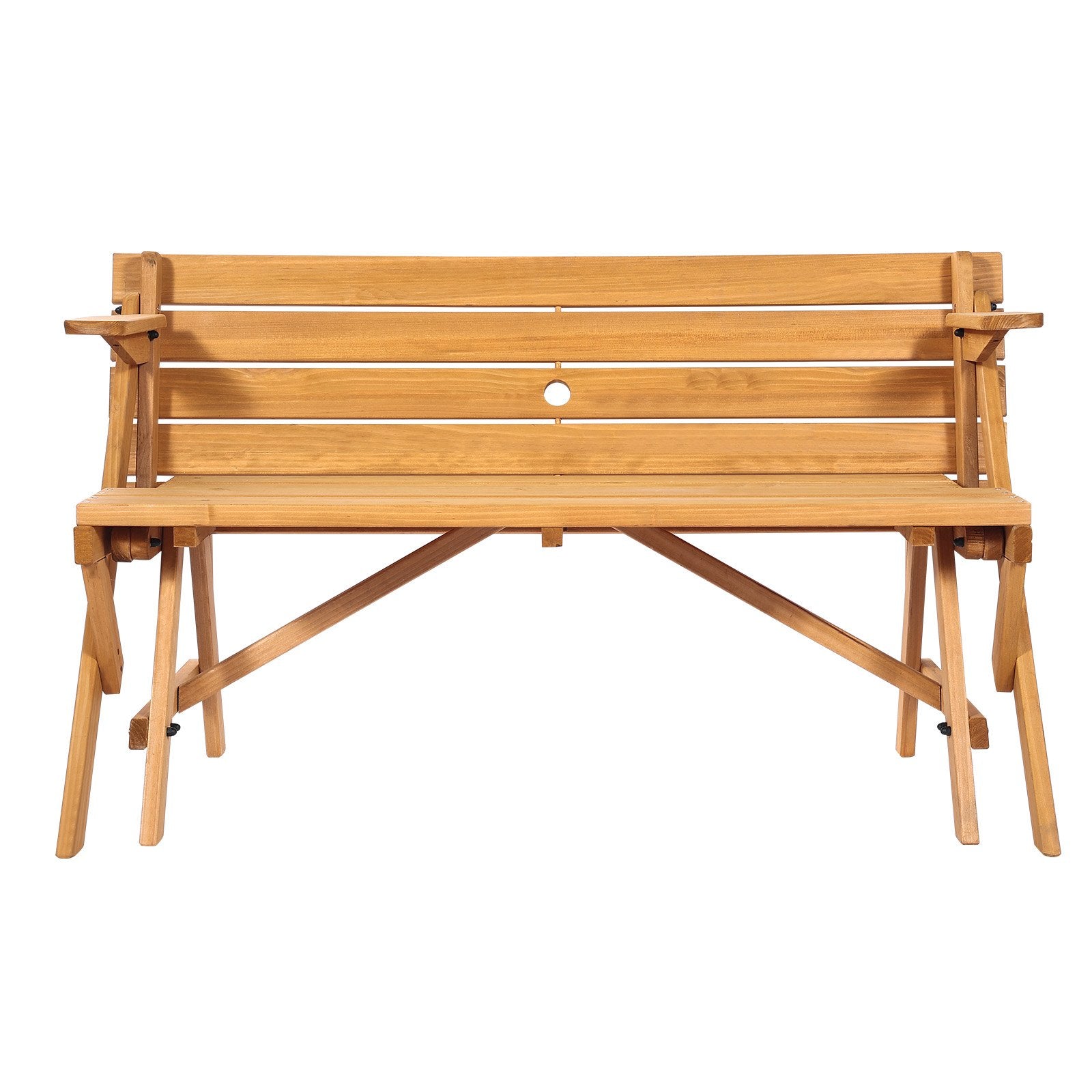 Outdoor Dining Sets: VEVOR 2-in-1 Transforming Interchangeable Picnic Table, Outdoor Wooden Table and Bench Set, Portable Foldable Bench with Umbrella Hole, Patio Dining Furniture for Garden, Backyard, Porch (Brown)