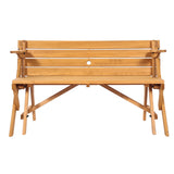 Outdoor Dining Sets: VEVOR 2-in-1 Transforming Interchangeable Picnic Table, Outdoor Wooden Table and Bench Set, Portable Foldable Bench with Umbrella Hole, Patio Dining Furniture for Garden, Backyard, Porch (Brown)