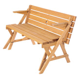 Outdoor Dining Sets: VEVOR 2-in-1 Transforming Interchangeable Picnic Table, Outdoor Wooden Table and Bench Set, Portable Foldable Bench with Umbrella Hole, Patio Dining Furniture for Garden, Backyard, Porch (Brown)