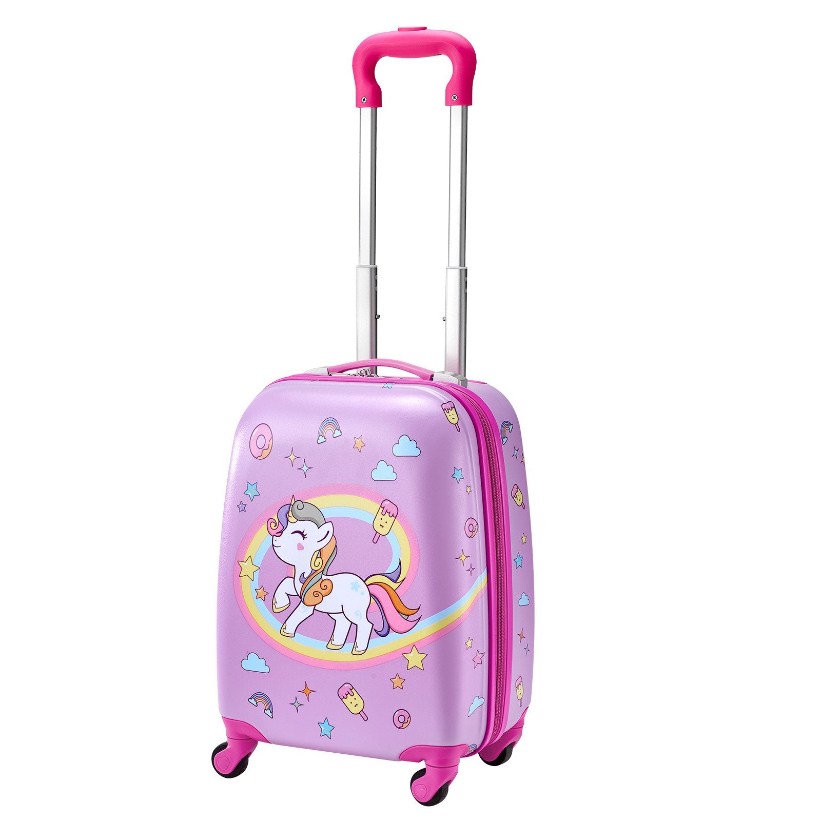 Kids Luggage Set, 2 Piece, 45.7 cm Hardside Rolling Wheels Suitcase with Hard-Shell Backpack, Unicorn Kids Carry on Luggage Set, Holiday Birthday Present for Girls & Boys, Airline Approved