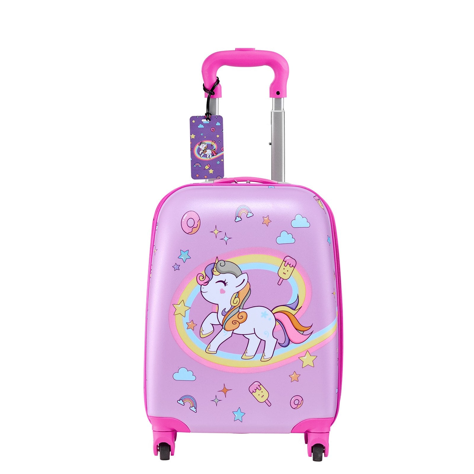 Kids Luggage Set, 2 Piece, 45.7 cm Hardside Rolling Wheels Suitcase with Hard-Shell Backpack, Unicorn Kids Carry on Luggage Set, Holiday Birthday Present for Girls & Boys, Airline Approved