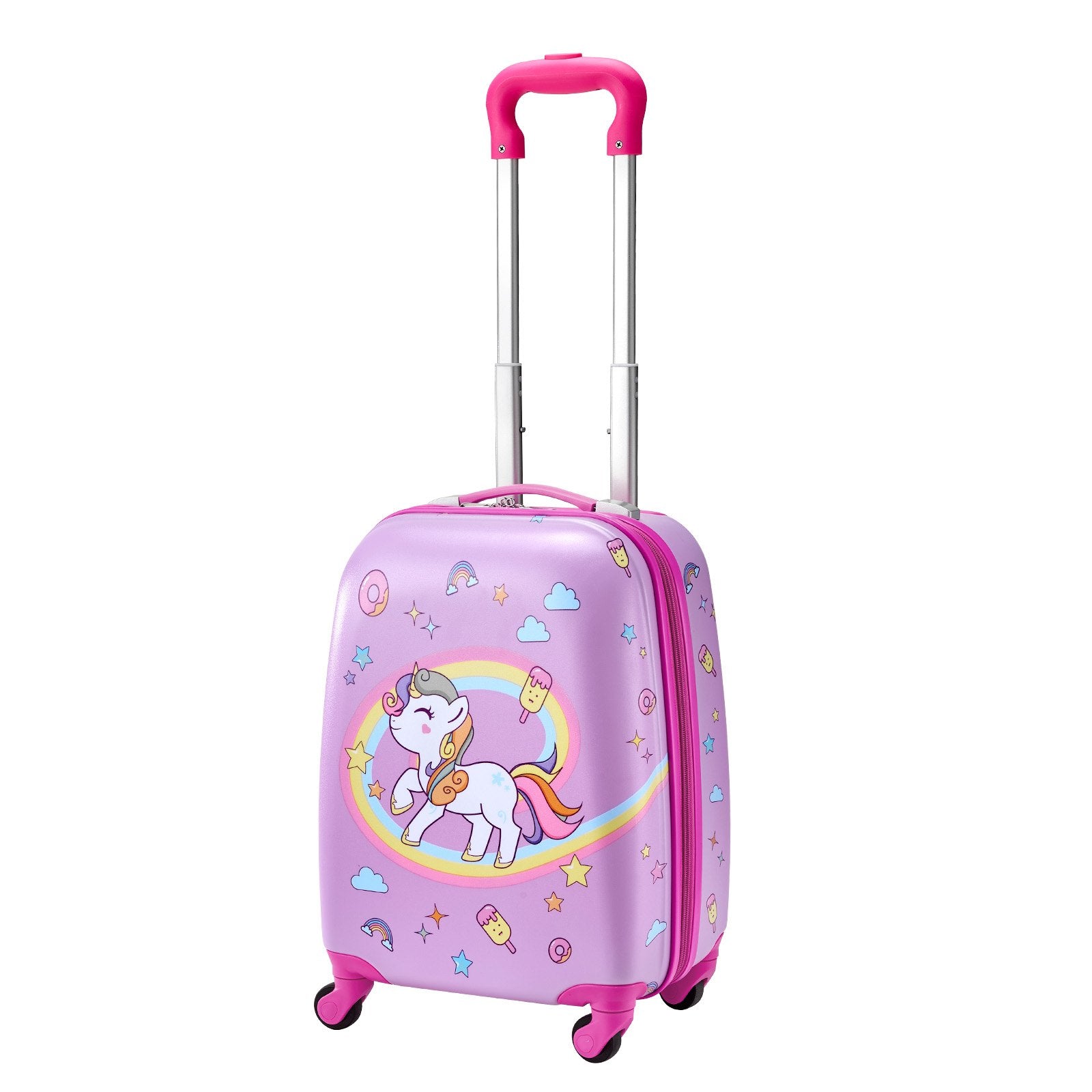 Kids Luggage Set, 2 Piece, 45.7 cm Hardside Rolling Wheels Suitcase with Hard-Shell Backpack, Unicorn Kids Carry on Luggage Set, Holiday Birthday Present for Girls & Boys, Airline Approved