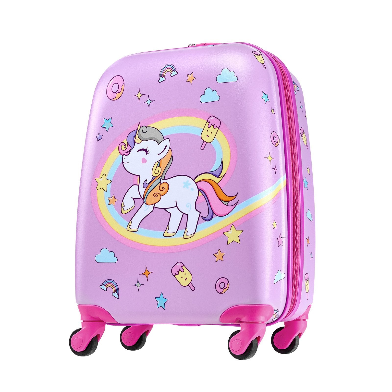 Kids Luggage Set, 2 Piece, 45.7 cm Hardside Rolling Wheels Suitcase with Hard-Shell Backpack, Unicorn Kids Carry on Luggage Set, Holiday Birthday Present for Girls & Boys, Airline Approved